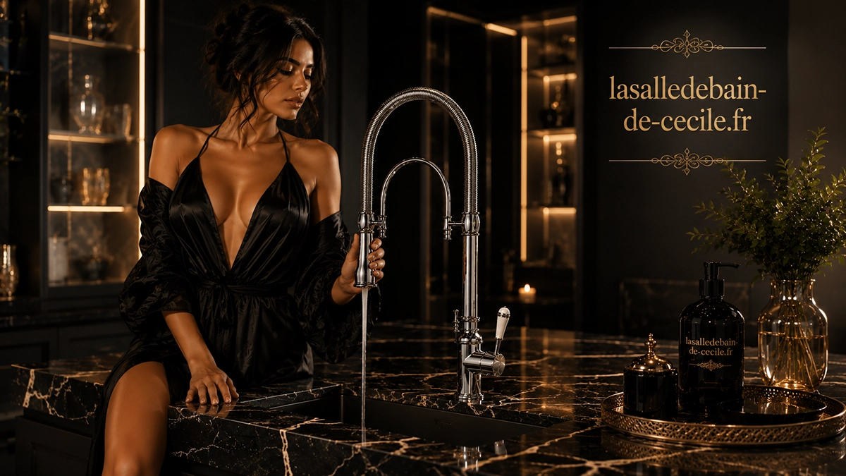 Mitigeur de cuisine rétro chrome Swin avec douchette extractible